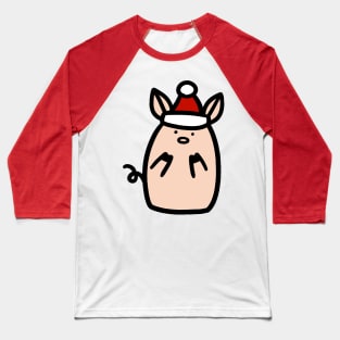 Santa Hat Piggy Baseball T-Shirt